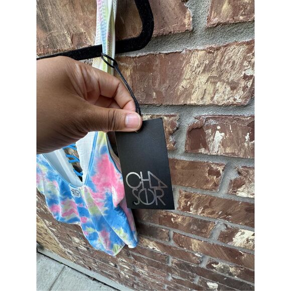 Chaser one piece swimwear size medium multi colored blue, green and pink, no fla - Picture 7 of 12